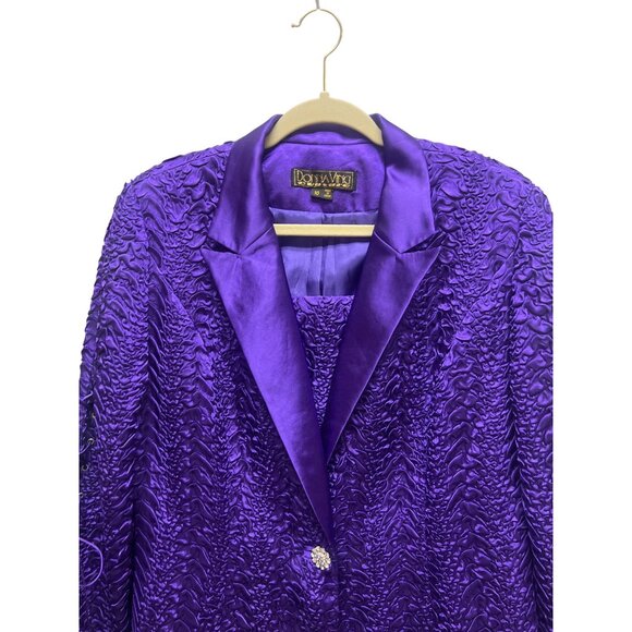 Donna Vinci Purple Textured Satin Trench Coat Dress Purple Rain - Picture 3 of 11